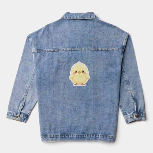 Süßes Fluffiges Chibi-Küken Jeansjacke (Rückseite)