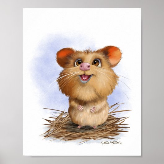 Süßes Fluffiges Hamster-Cartoon Poster (Vorne)