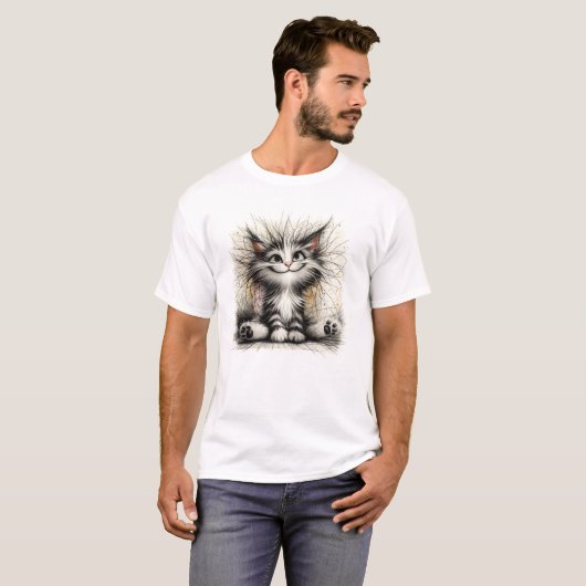 Süßes Fluffiges Kätzchen T-Shirt (Vorne ganz)