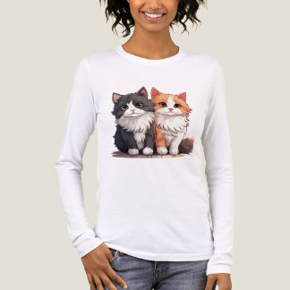 Süßes Fluffiges Katzen-Duo T-Shirt | Ansprechende  Tri-Blend Shirt