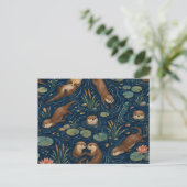 Süßes Flussotter-Wasserfarbmuster Postkarte (Stehend Vorderseite)