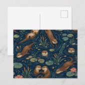 Süßes Flussotter-Wasserfarbmuster Postkarte (Vorne/Hinten)