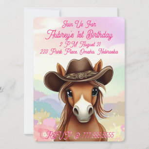 Süßes Fohlen mit Cowboyhut Girlie-Geburtstag Einladung