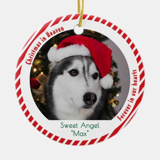 Süßes Foto-Andenken Haustier-Gedenk Weihnachten Keramik Ornament (Vorne)