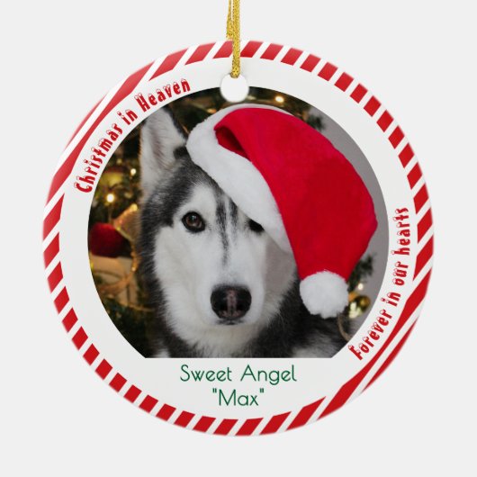 Süßes Foto-Andenken Haustier-Gedenk Weihnachten Keramik Ornament (Hinten)