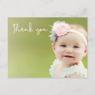 Süßes Foto Baby Mädchen 1. Geburtstag Danke  Postkarte