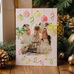 Süßes Foto Rosa Weihnachtsfeiertag Feiertagskarte