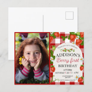 Süßes Foto Rot Blaue Beere Süße 1. Geburtstag Postkarte