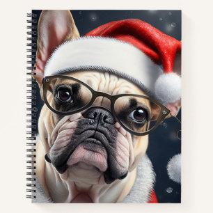 Süßes Französische Bulldogge Santa Weihnachtsfeier Notizblock