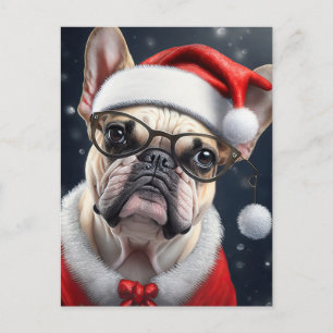 Süßes Französische Bulldogge Santa Weihnachtsfeier Postkarte