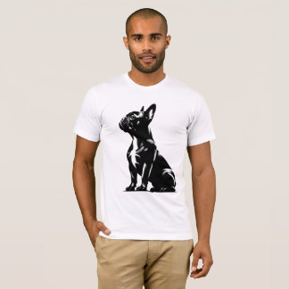 Süßes Französische-Bulldogge-Schwarz-Weiß-Grafik-T T-Shirt