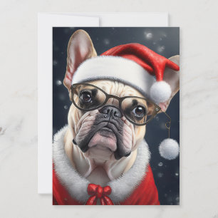 Süßes Französische Bulldogge Weihnachtsmann Weihna Karte