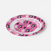 Süßes Französisches Bulldogs Pink Frenchie 10. Geb Pappteller (Schrägansicht)