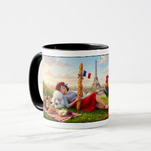 Süßes französisches Thema Paris und Pudel Tasse