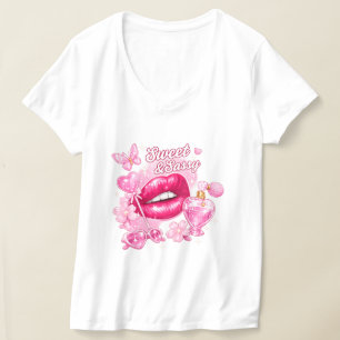 Süßes & Freches Rosa Coquette Grafik T-Shirt Y2K