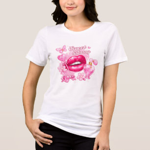 Süßes & Freches Rosa Coquette Grafik T-Shirt Y2K Tri-Blend Shirt