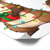 Süßes Frettchen eingewickelt in Weihnachtslichter Poster (Ecke)