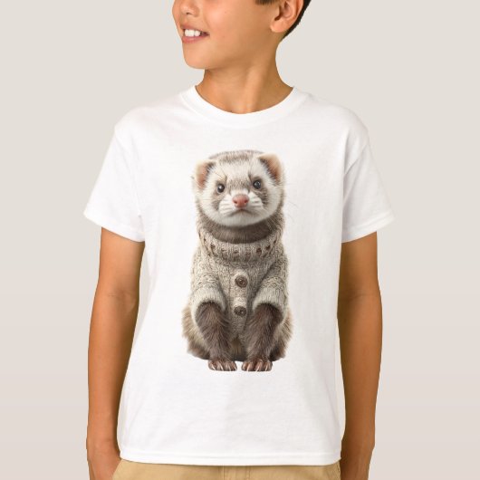 Süßes Frettchen mit gemütlichem Strickpullover für T-Shirt (Vorderseite)