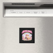 Süßes Frettchen Regenbogen Blumen lustig für Männe Magnet (In Situ (Geschirrspüler))
