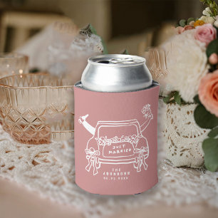Süßes Frisch Vermähltes Auto Mauve Hochzeit Dosenkühler
