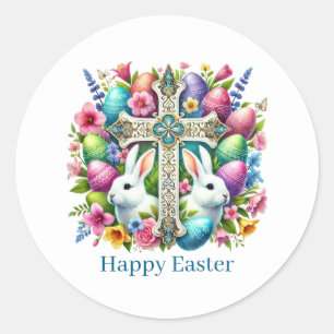 Süßes Frohe Ostern Kreuz Runder Aufkleber