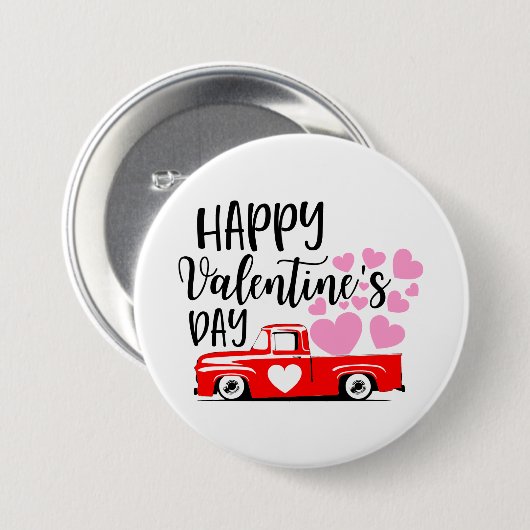 Süßes Frohes Valentinstag Land-LKW Button (Vorne & Hinten)