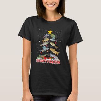 Süßes Fröhliches Fishmas für Vater Männer Großvate T-Shirt