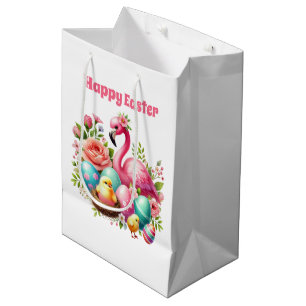 Süßes Fröhliches Ostern rosa Flamingo Mittlere Geschenktüte