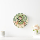 Süßes Frosch-Coffee-Tale-Design Runde Wanduhr (Zuhause)