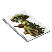 Süßes Froschmädchen liest Buch unter einem Blatt (Rechte Seite)