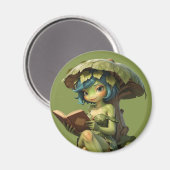 Süßes Froschmädchen liest Buch unter einem Blatt Magnet (Vorderseite/Rückseite)