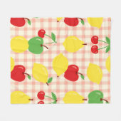 Süßes Frucht-Gingham-Muster Fleecedecke (Vorderseite (Horizontal))