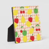 Süßes Frucht-Gingham-Muster Fotoplatte (Vorderseite)