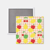 Süßes Frucht-Gingham-Muster Magnet (Vorderseite/Rückseite)