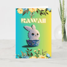 süßes Frühlingskaninchen mit Blumen zu Ostern