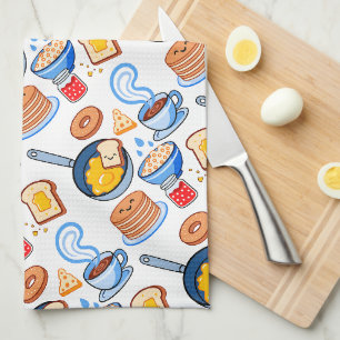 Süßes Frühstücksmuster – Kawaii-Lebensmittel nahtl Geschirrtuch
