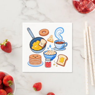 Süßes Frühstücksmuster – Kawaii-Lebensmittel nahtl Serviette