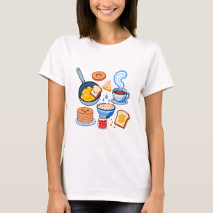 Süßes Frühstücksmuster – Kawaii-Lebensmittel nahtl T-Shirt