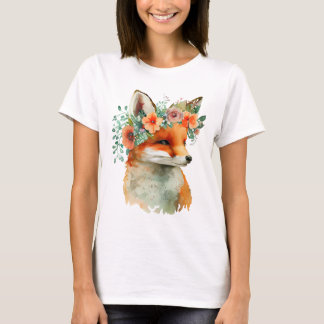 Süßes Fuchs-mit-Blumen-T-Shirt – Reizende Natur G T-Shirt