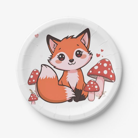 Süßes Fuchs-Waldtier-Party-Design Pappteller (Vorderseite)
