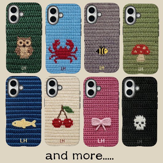 Süßes Fuchsia-Häkeln Katzen-Initial-Monogramm Case-Mate iPhone Hülle