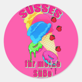SÜSSES für meine Süße Eis Eiscreme Donut Erdbeeren Runder Aufkleber