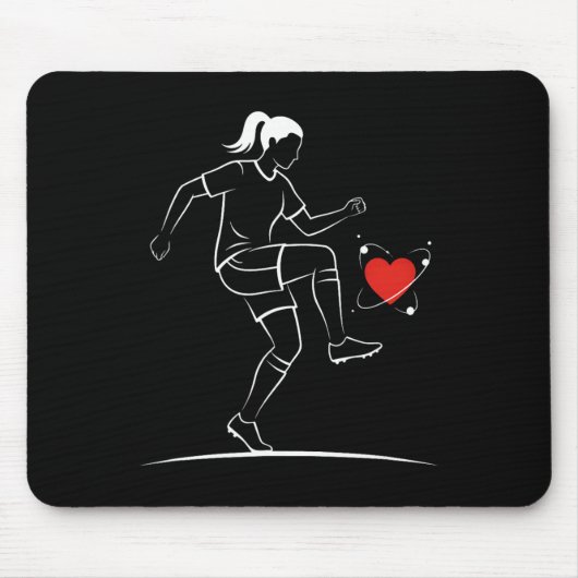 Süßes Fußball Mädchen Valentinstag Design Herz Lie Mousepad (Vorne)