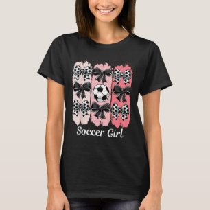 Süßes Fußballmädchen Kokette Schleife Fußballmädch T-Shirt