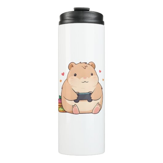 Süßes Gamer-Capybara Kawaii-Design Thermosbecher (Vorderseite)