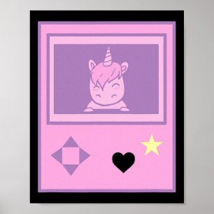 Süßes Gamer-Einhorn Pastell Anime-Mädchen Manga-St Poster