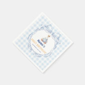 Süßes Gänschen in blauen Overalls Gingham-Junge zu Serviette (Ecke)
