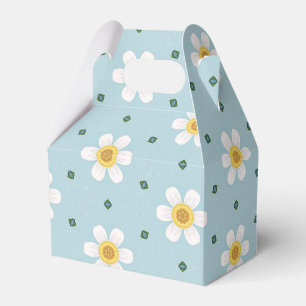Süßes Gänseblümchen-Blumenmuster auf weichem blaue Geschenkschachtel