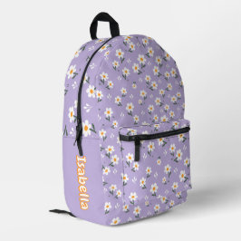 Süßes Gänseblümchen-Blumenmuster Lila Schulrucksac Bedruckter Rucksack