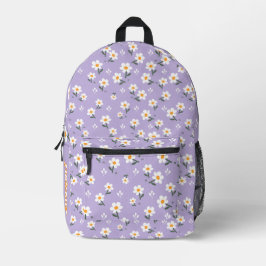 Süßes Gänseblümchen-Blumenmuster Lila Schulrucksac Bedruckter Rucksack